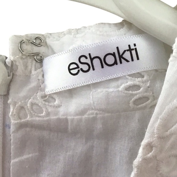 Eshakti White Eyelet Balloon Sleeve Cotton Mini Dress - Picture 7 of 7
